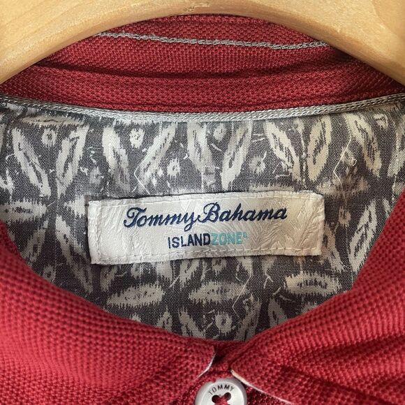 Tommy Bahama IslandZone Polo Shirt Men's XL Long Sleeve Red Preppy Golf Stretch - Picture 2 of 5